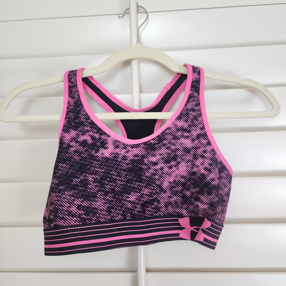 Under Armor Pink and Black Sports Bra